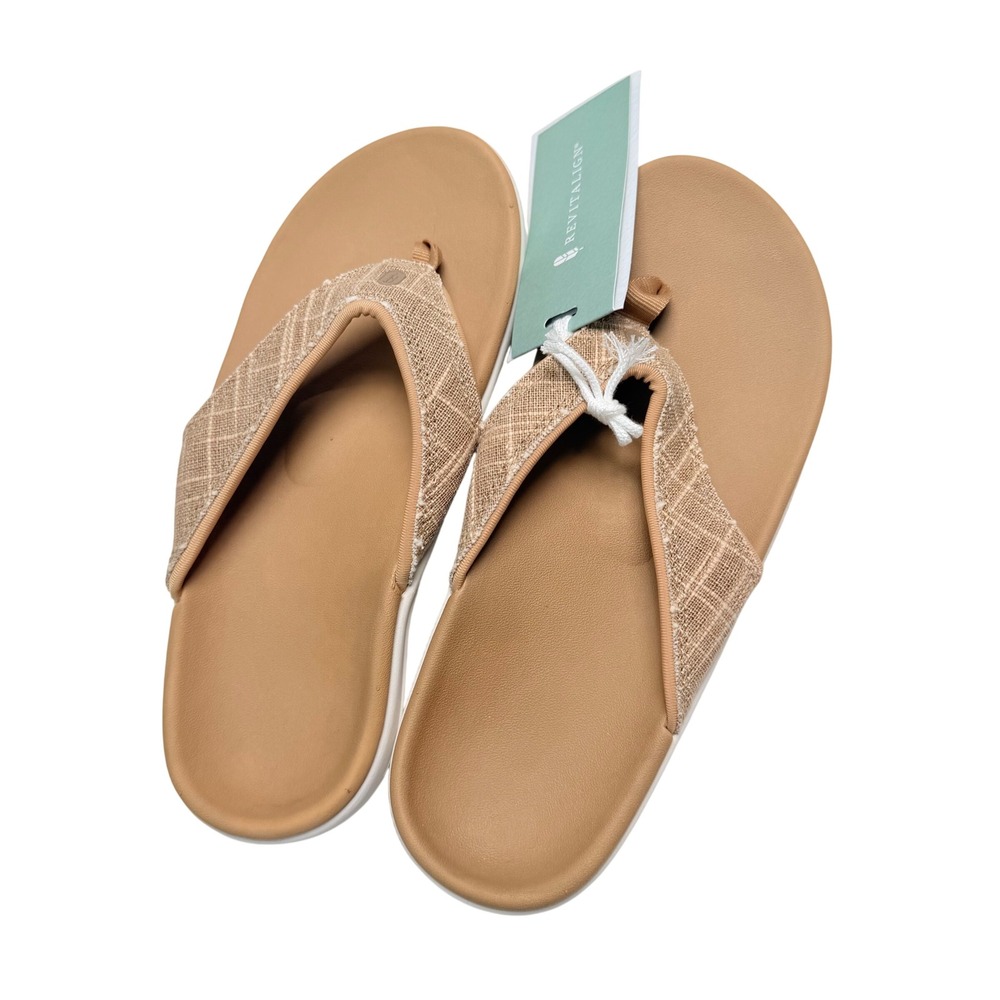 Revitalign Yumi Tan Women 7 Wide Textured Sandals Orthotic Arch Support Comfort - Picture 3 of 7